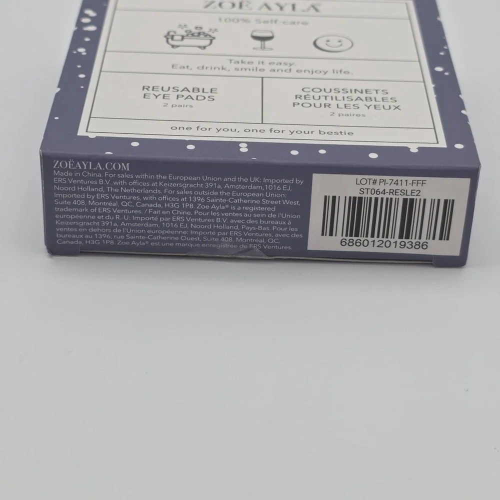 Zoe Ayla Reusable Eye Pads 2 Pairs Purple Silicone‎ Eco Friendly Skincare New